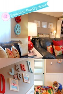 Colorful Basement Family Room - A Pop of Pretty