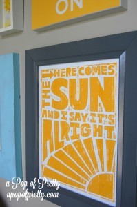 Here comes the sun word art - Sunshine Gallery Wall