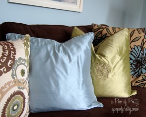 brown blue living room decor