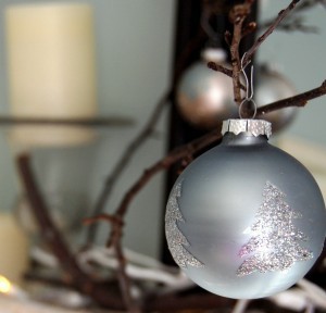 Christmas mantel decor with branches