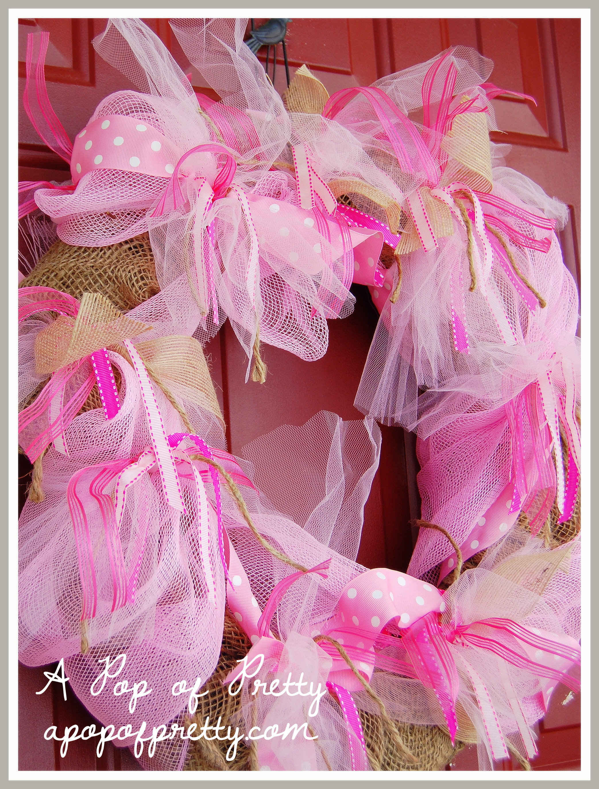 Pretty Valentine Wreath: Easy DIY with Ribbon - A Pop of Pretty