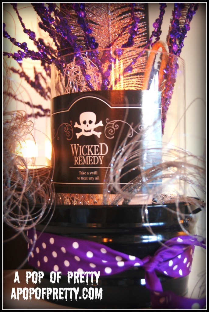 Halloween Mantel Decorating - witch brew