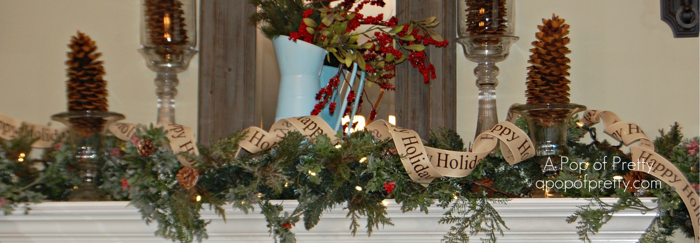 Christmas Mantel ribbon - A Pop of Pretty Home Decor Blog