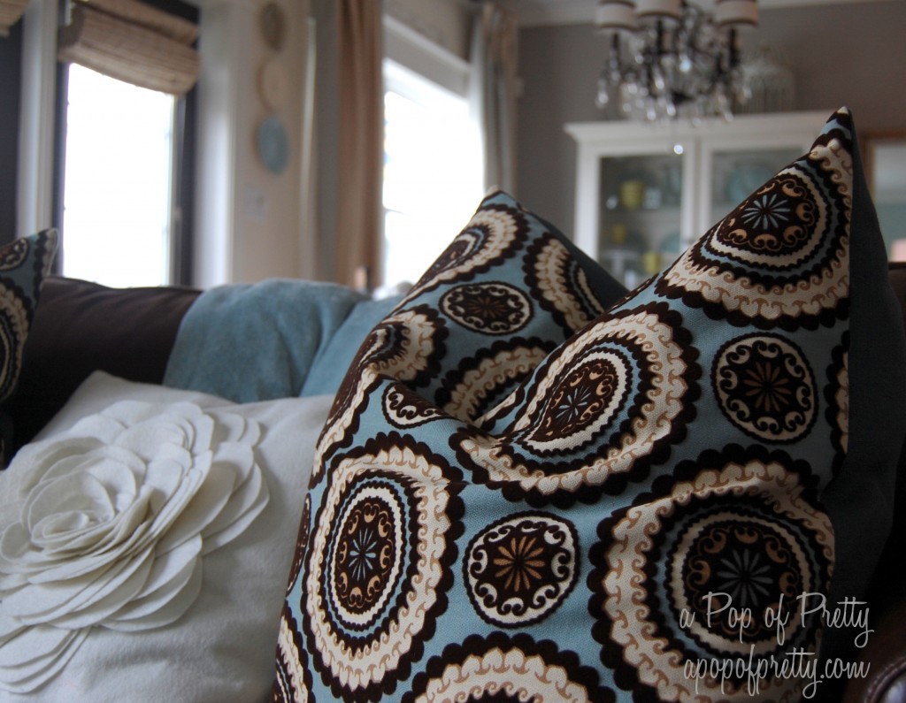 blue and brown living room