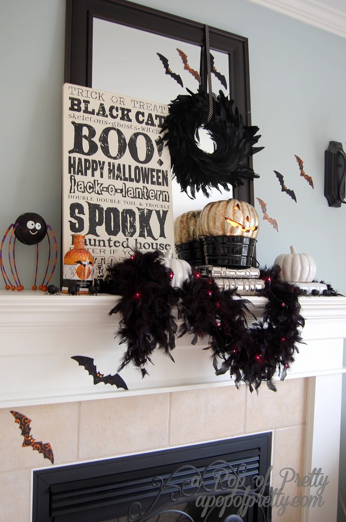 Decorated Halloween Mantel