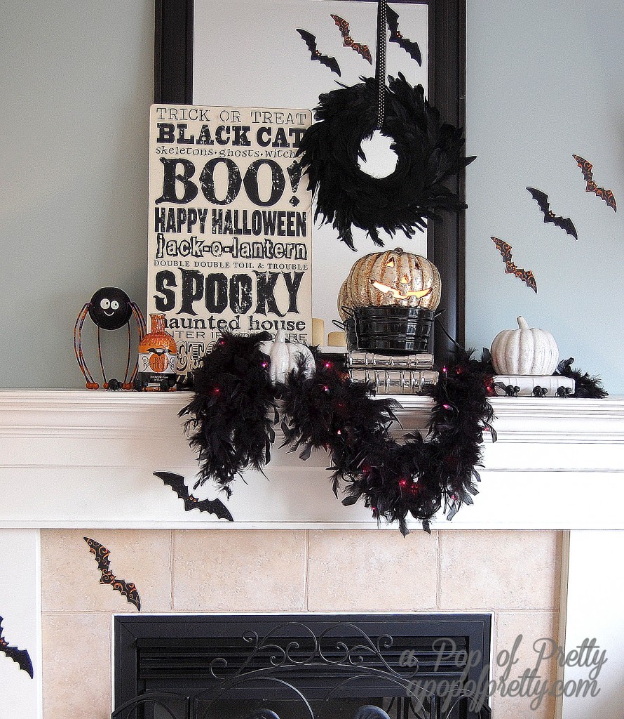 Decorate mantel for Halloween