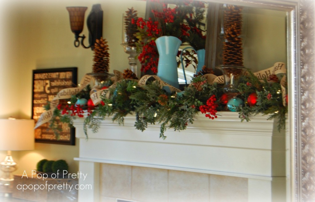 Christmas Mantel reflected in mirror