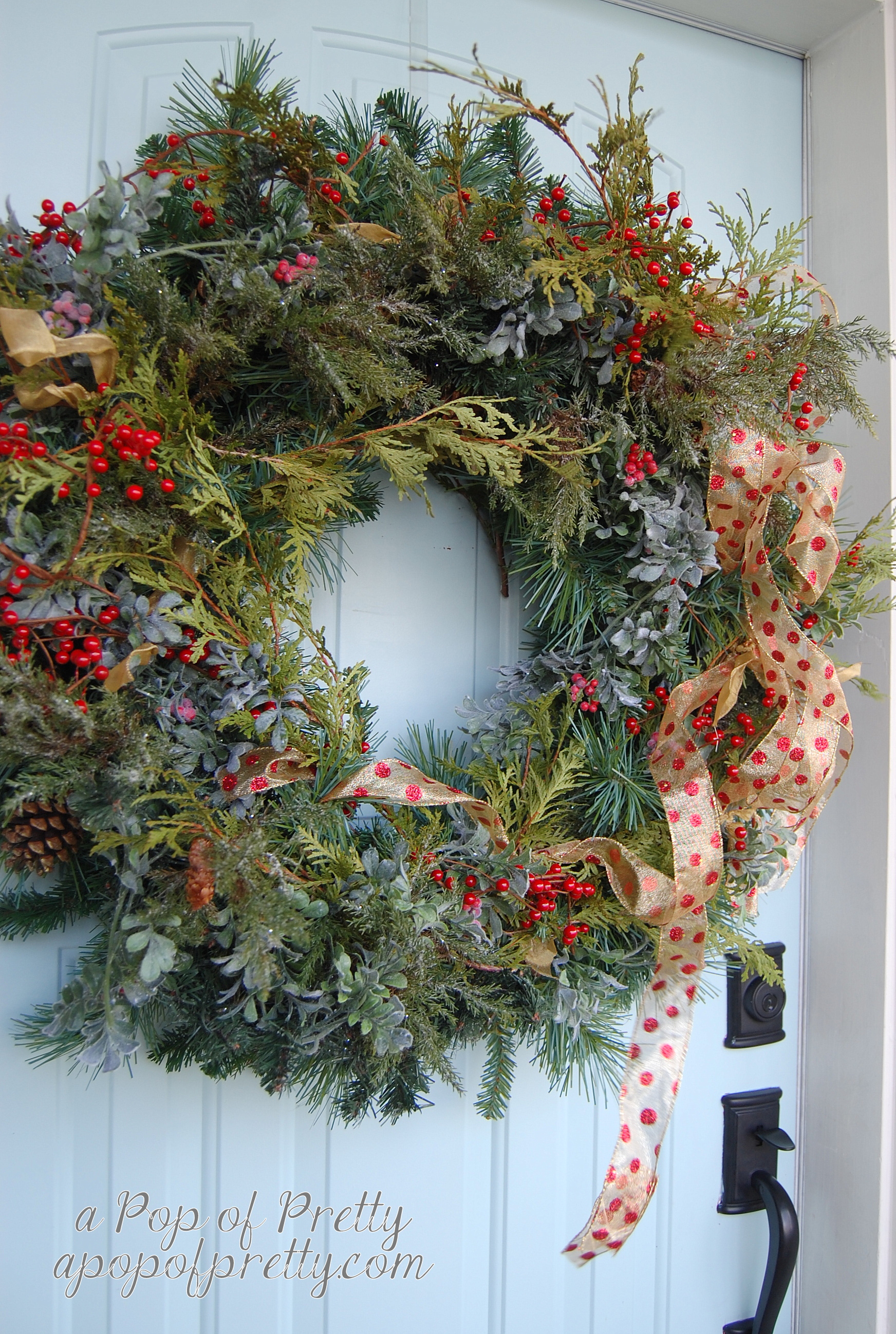 Traditional Christmas Wreath Makeover {The look of real greenery}