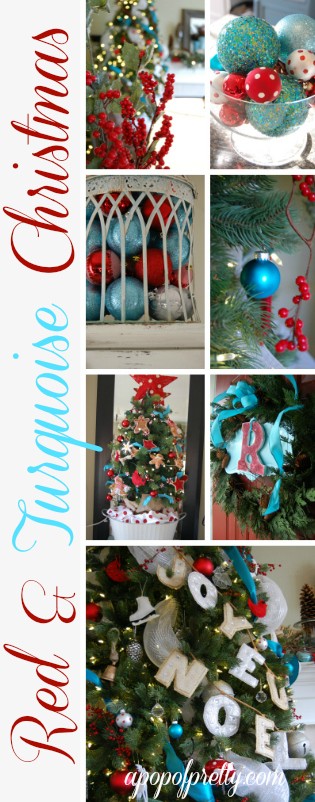 Red and Turquoise Christmas Decor