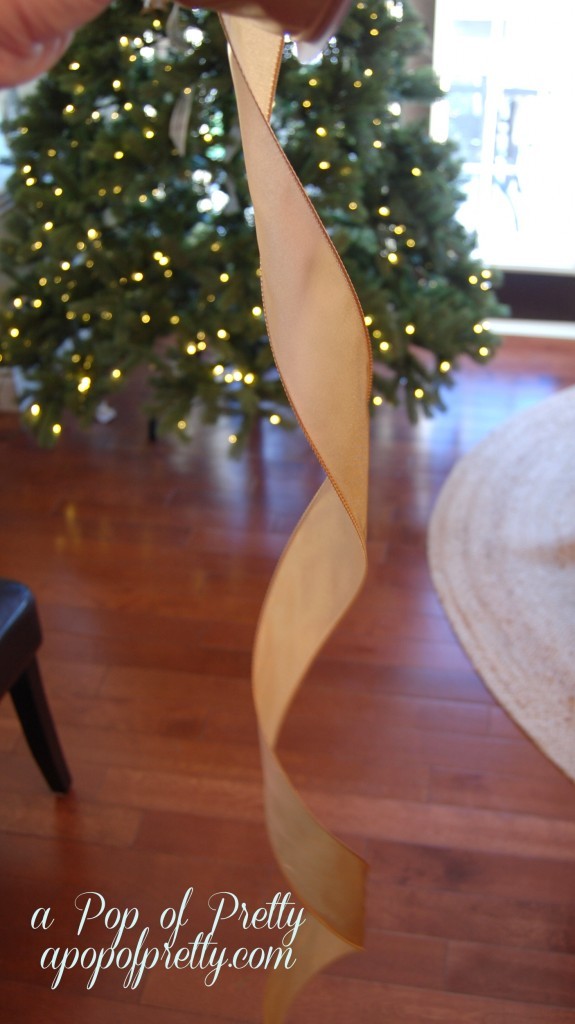 Cut ribbon strips for Christmas tree