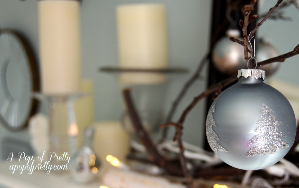 Christmas mantel decor with branches