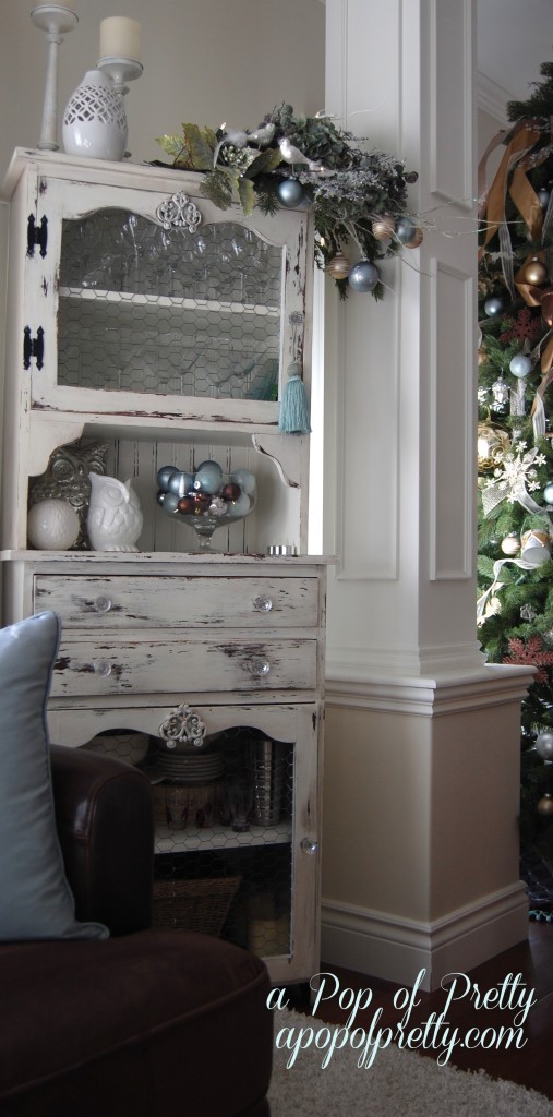 decorate a cabinet for Christmas