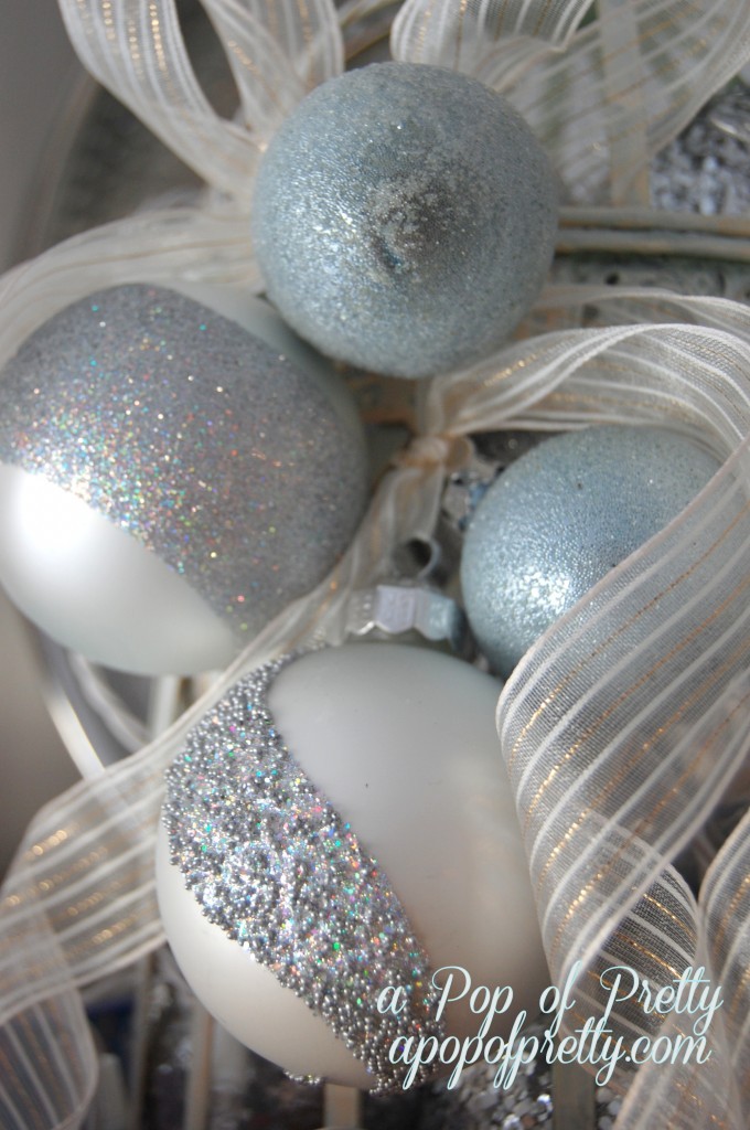 silver and blue Christmas decor