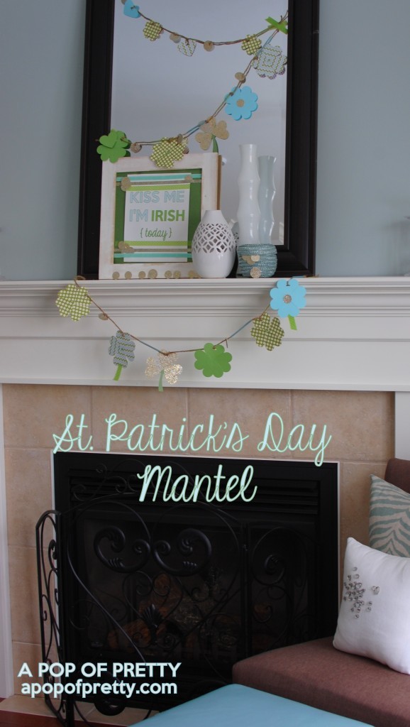 St Patricks Day mantel decor