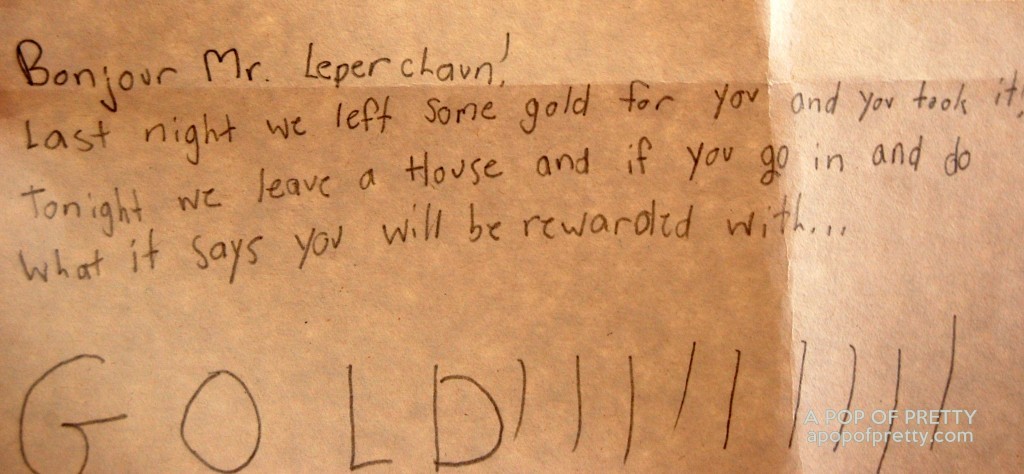 trap the leprechaun note