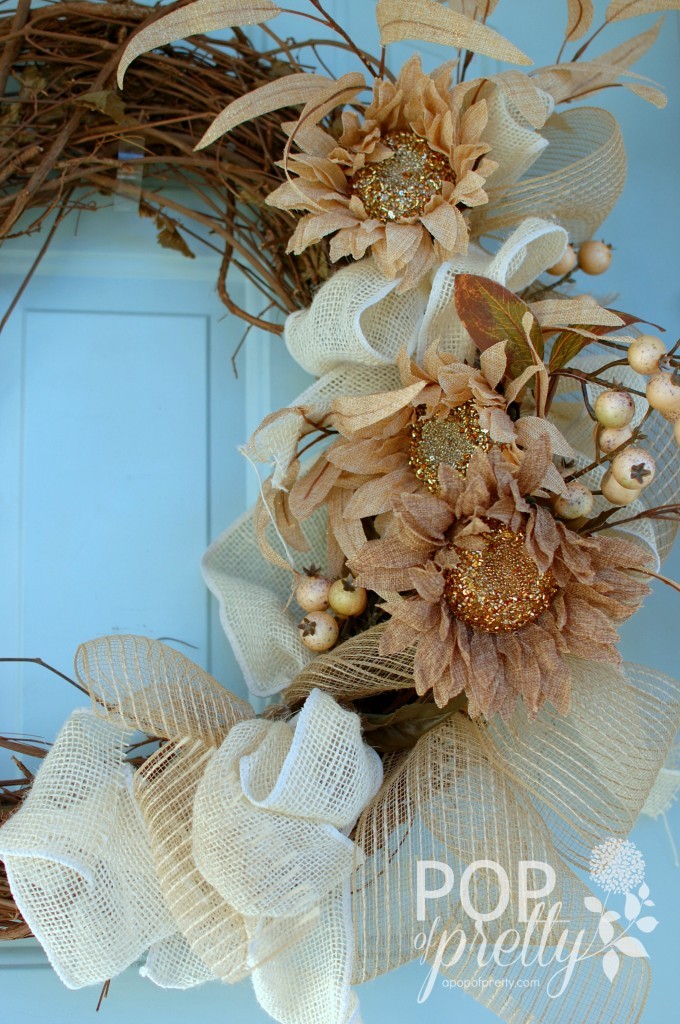 DIY Fall Wreath with burlap ribbon
