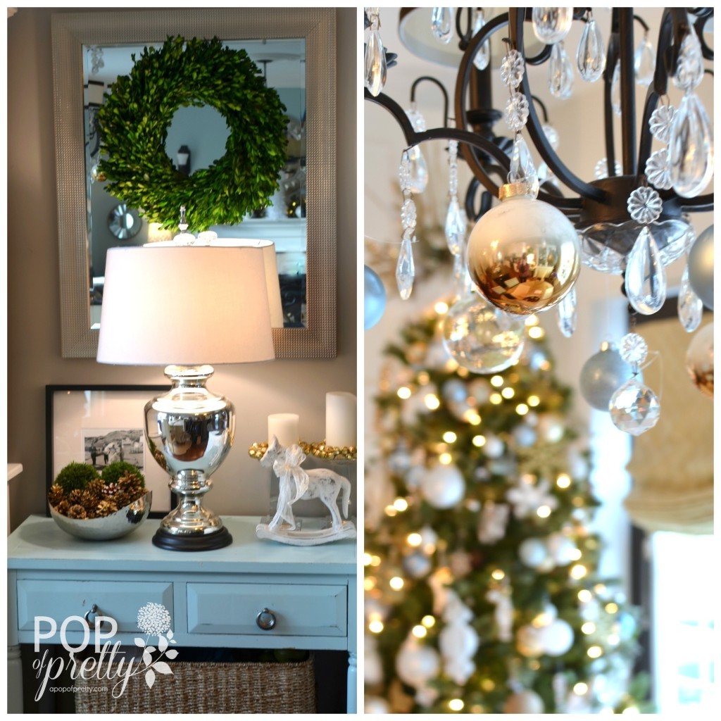 Gold and white Christmas decor - kitchen