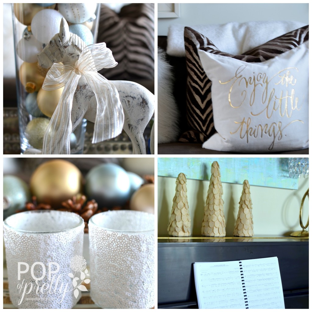 Gold and white Christmas decor - piano room1