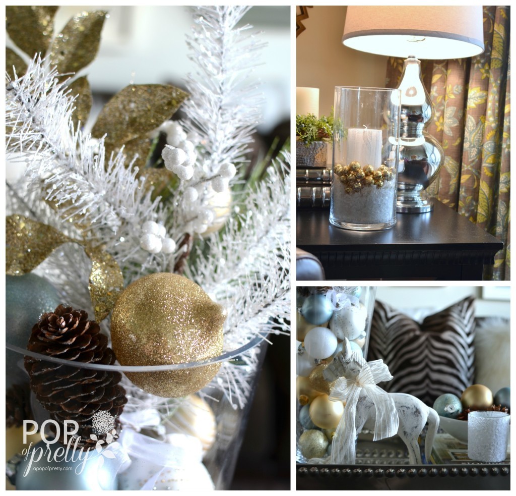 Gold and white Christmas decor - piano room 2