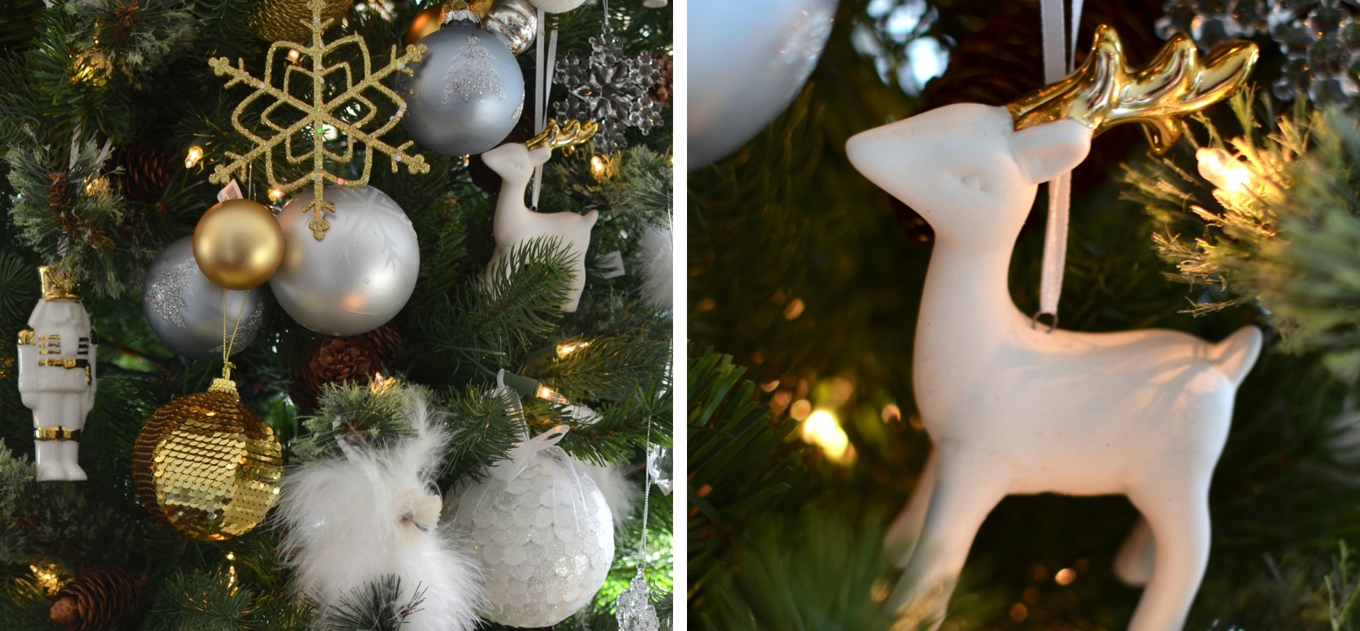 gold and white Christmas tree - A Pop of Pretty Blog (Canadian Home