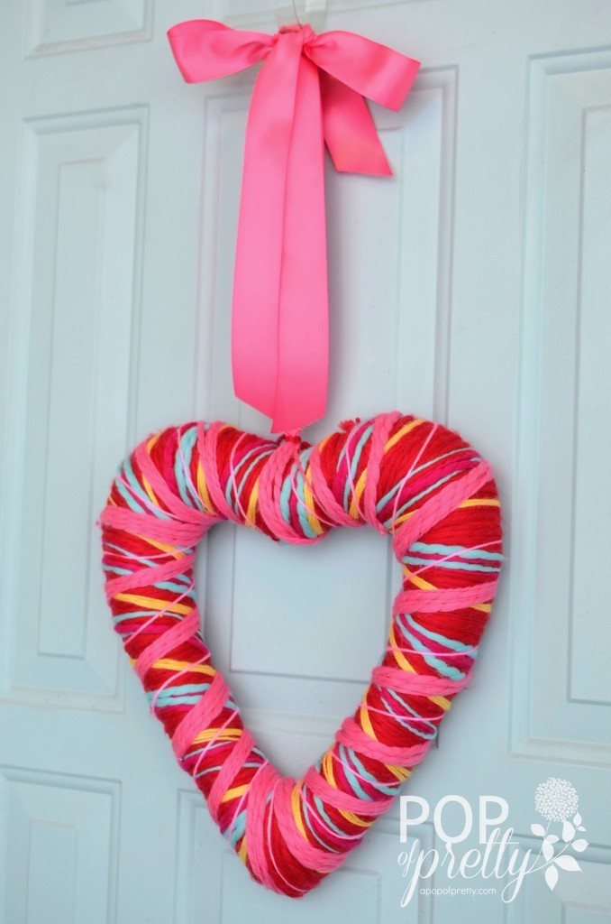 Valentines Ideas yarn wreath