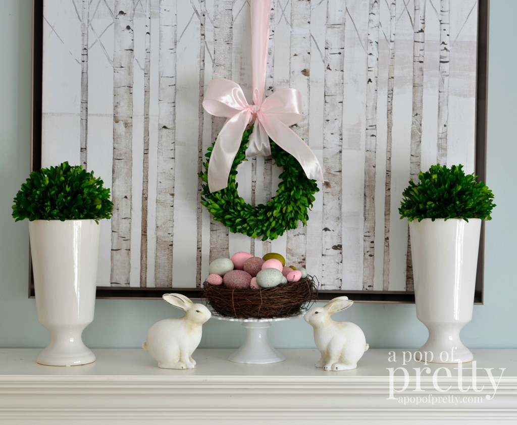 Easter decorating Easter mantel 2014