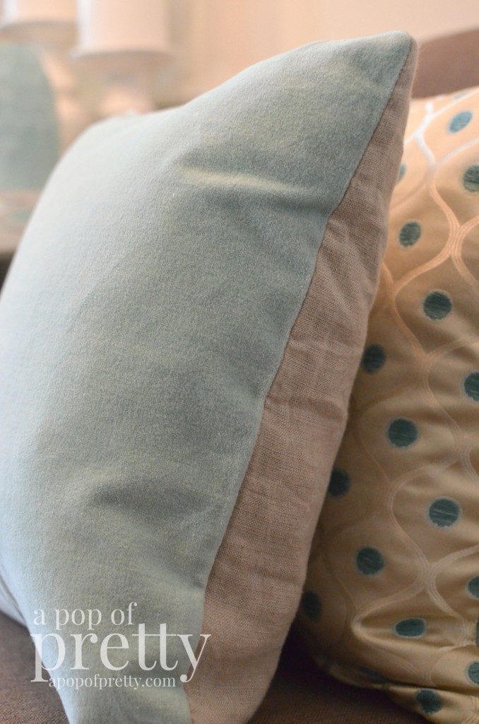 Canadian Bloggers Home Tour - soft blue velvet pillow