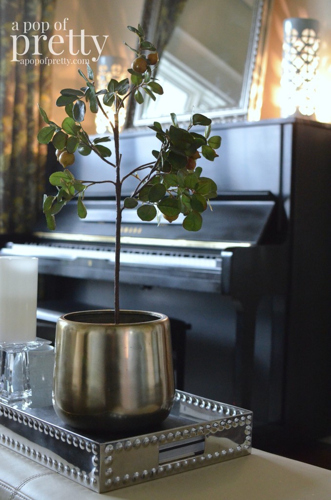 Canadian bloggers home tour - a pop of pretty - living room decor piano
