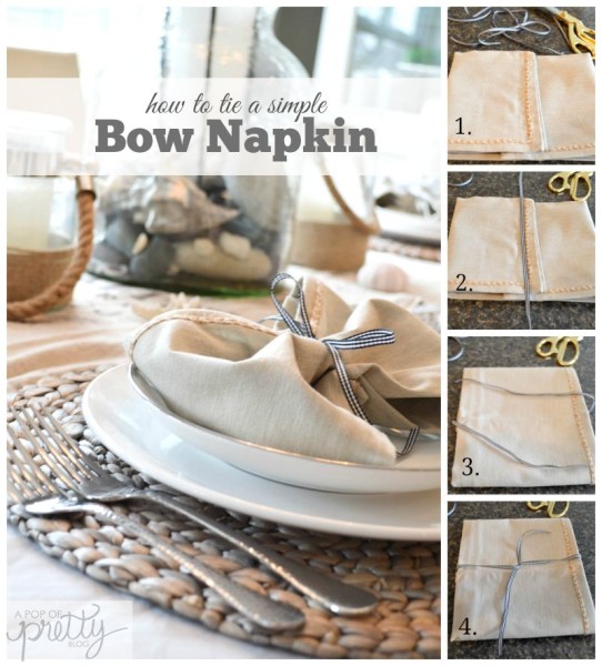 How to Tie Napkins Into Pretty Bows {Summer Table Ideas} A Pop of Pretty