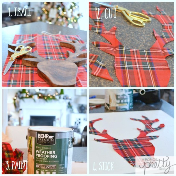 plaid deer head sign - diy