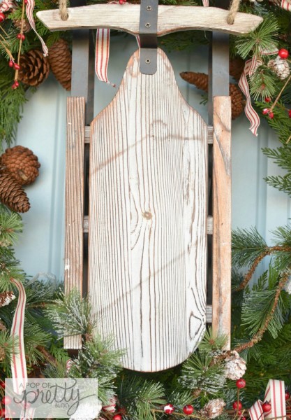 cottage Christmas wreath rustic sled