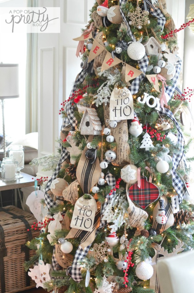 Black and White Christmas Decor in Our Living Room - The Creek Line House