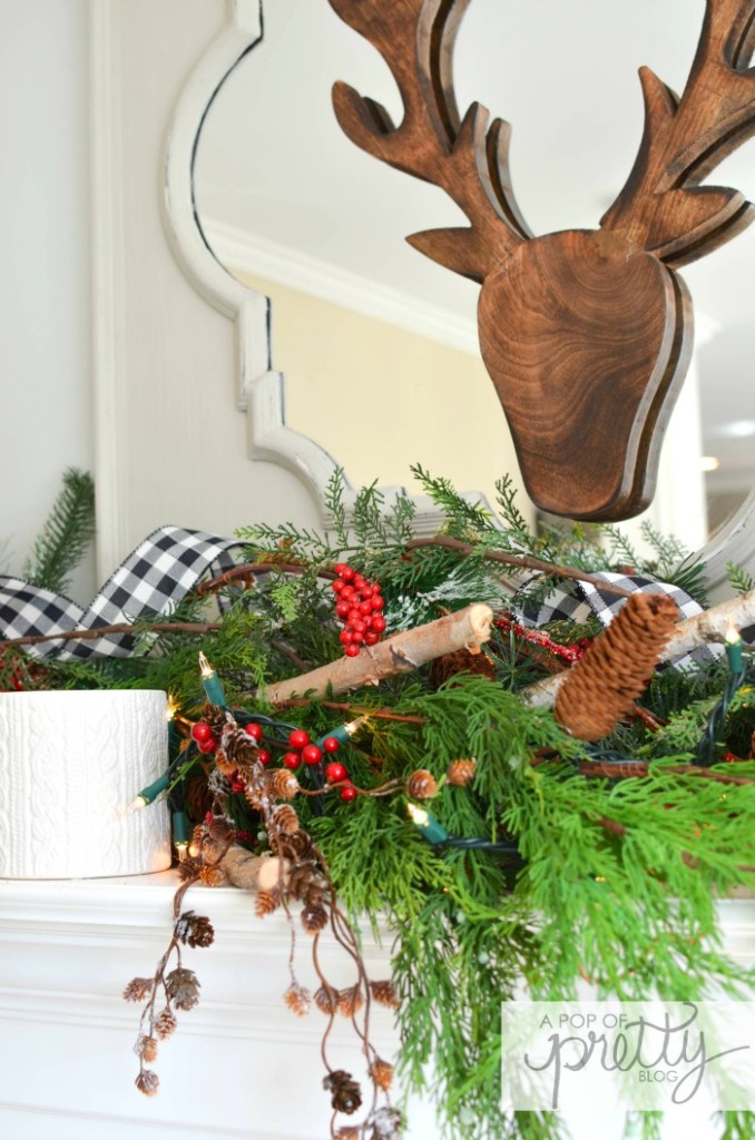 Christmas mantel red plaid