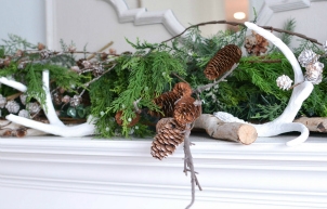 Winter Mantel with Greenery