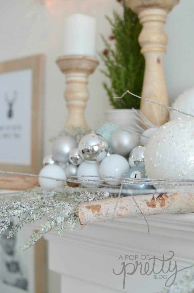 Winter Wonderland Christmas decorating theme mantel