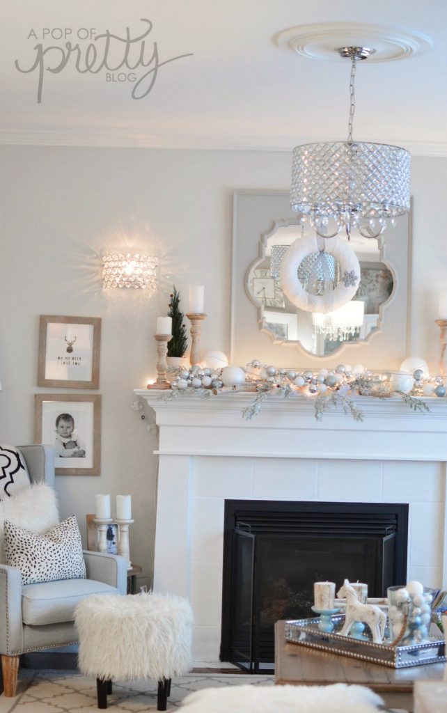 Winter Wonderland Christmas decorating theme family room