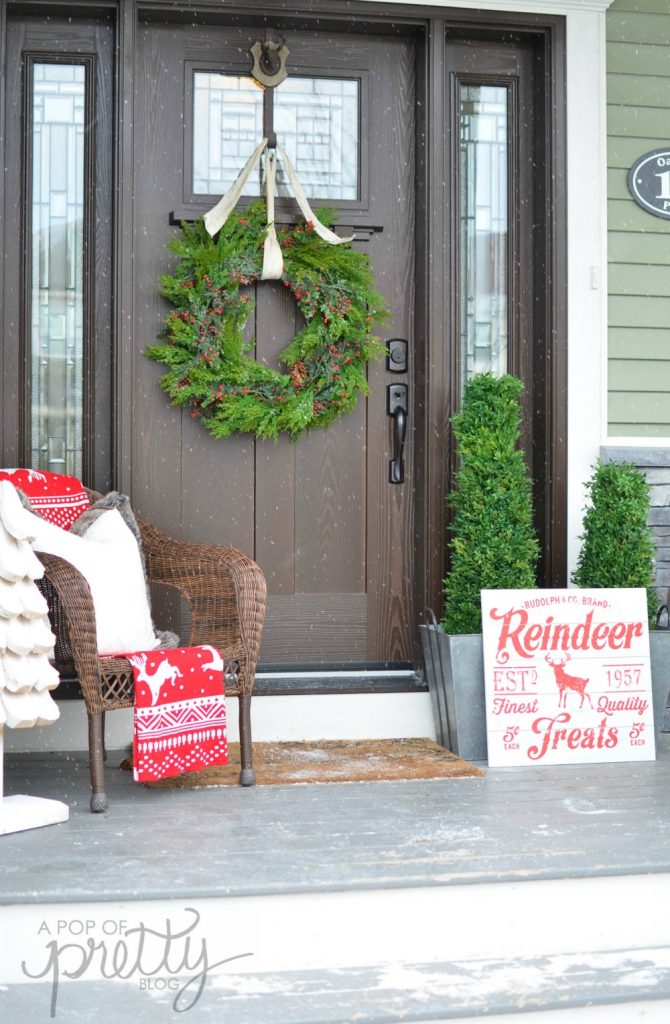 front porch Christmas decor