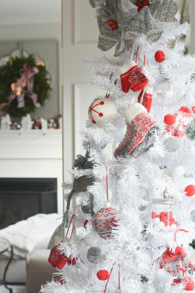 Red grey white Nordic Christmas decor