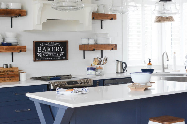 Navy and White Two Toned Kitchen Cabinets