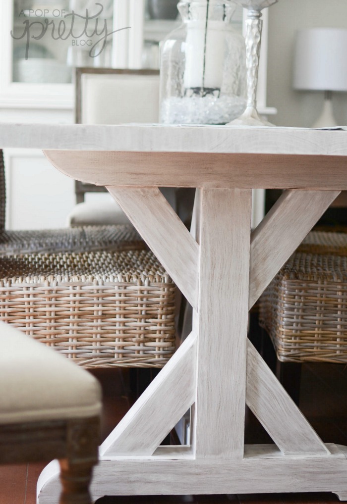 whitewashed trestle dining table