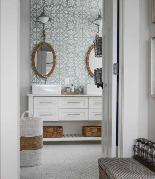 cement tile on a wall in bathroom