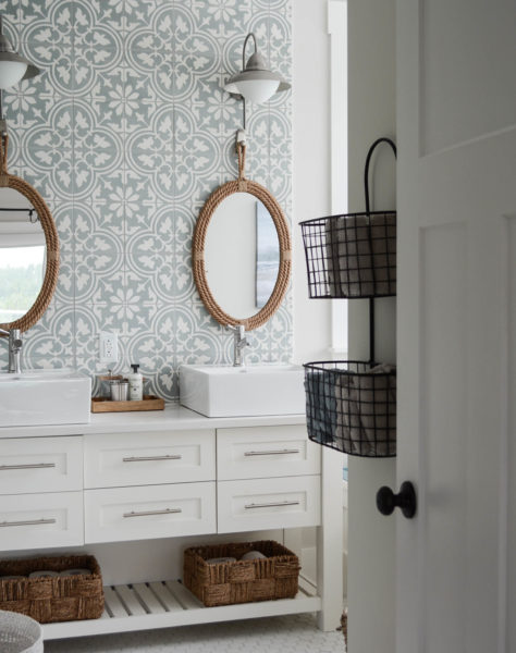 bathroom cement tile wall