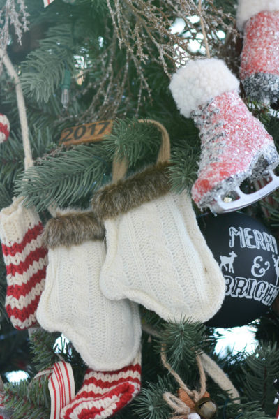 skates cable knit mittens decoration
