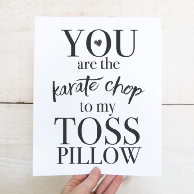 Free Valentine Printable #2: “You are the karate chop to my toss pillow”