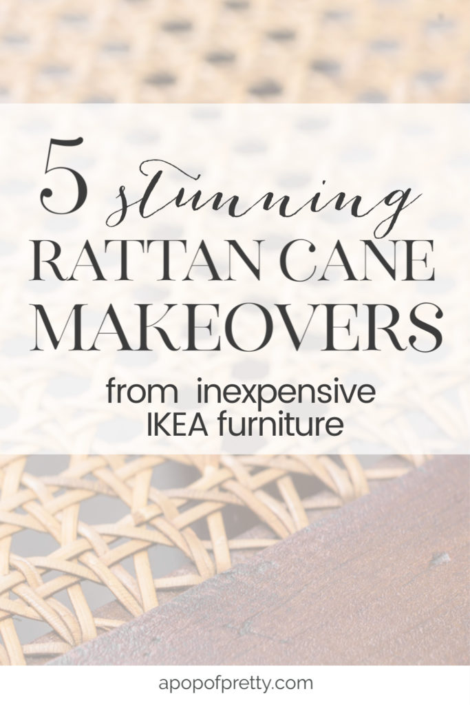 Get the look of an expensive, coastal inspired rattan cane furniture piece by upgrading  inexpensive IKEA furniture with webbed caning material.  These 5 IKEA cane hacks will rock your world.  See how a Billy bookcase was transformed into something spectacular.