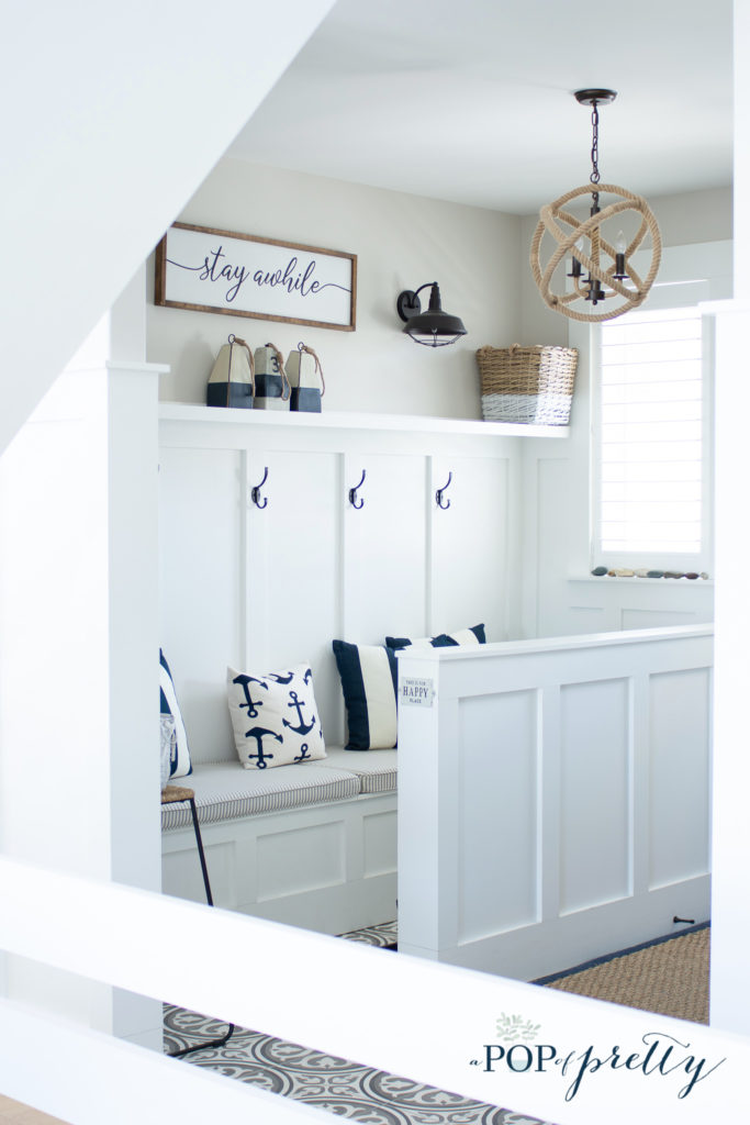 mudroom with neutral walls